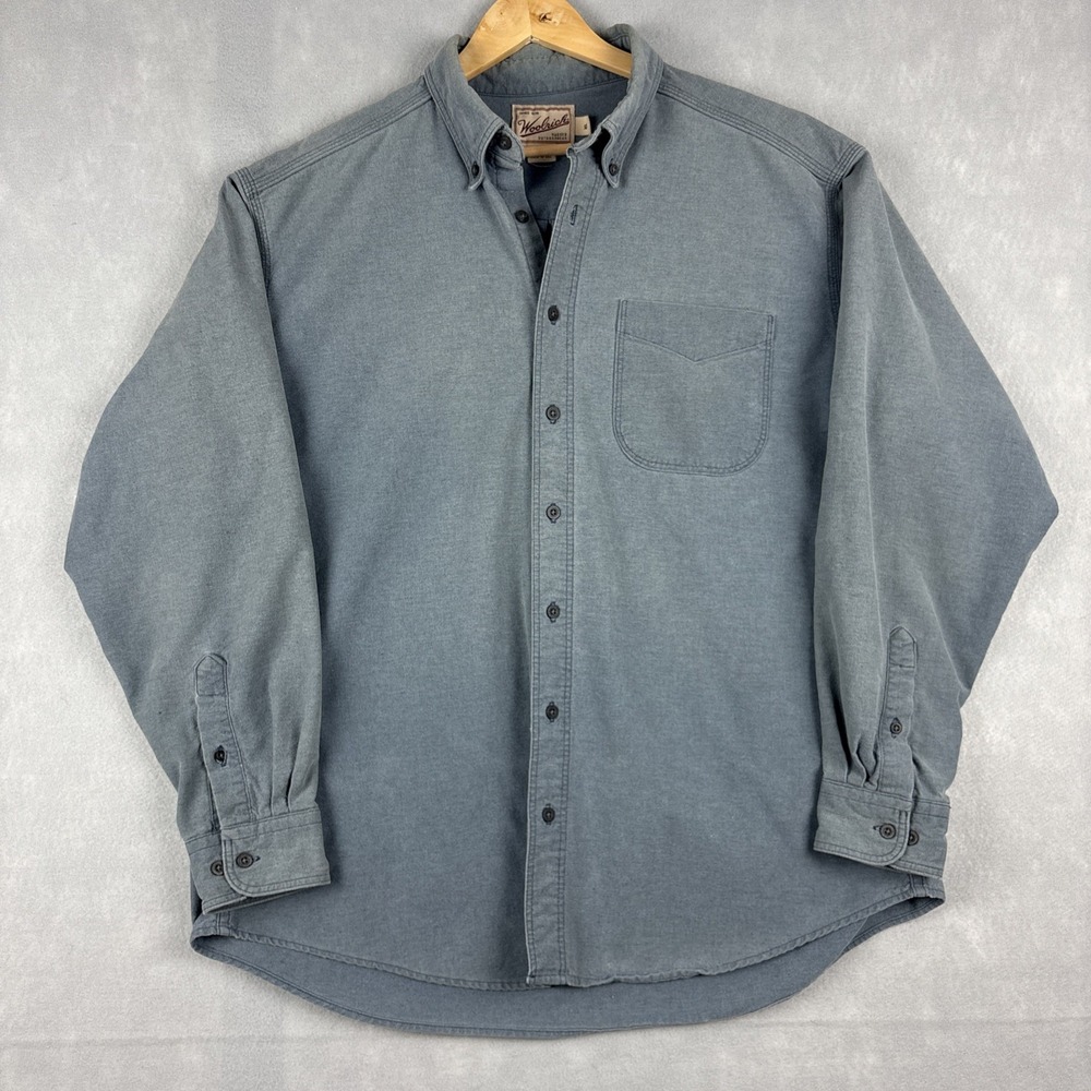 Vintage Woolrich Chamois Shirt Men’s XL Blue Faded Workwear Made In USA 90s